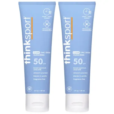 シンクスポーツ クリアジンク ミネラル サンスクリーンローション SPF50 約89mL 2本セット Thinksport Clear Zinc Mineral Sunscreen Lotion SPF 50, 3 fl oz, 2-pack 【お取り寄せ商品】