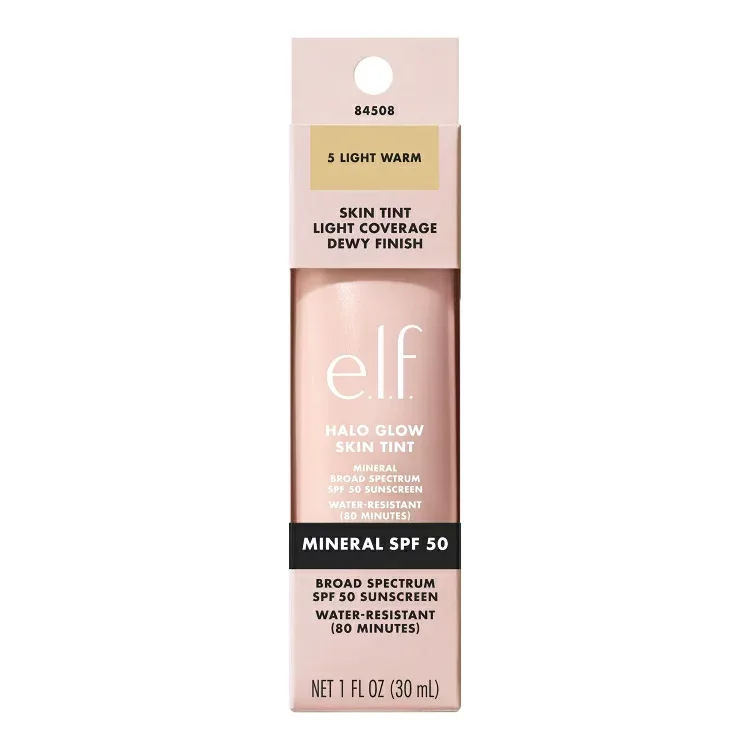 エルフ ハローグロウ スキンティント ミネラル SPF50 5 ライトウォーム 約30mL e.l.f. Halo Glow Skin Tint Mineral SPF 50, 5 Light Warm, 1 fl oz 【お取り寄せ商品】