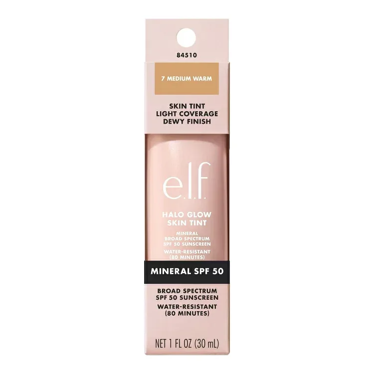 エルフ ハローグロウ スキンティント ミネラル SPF50 7 ミディアムウォーム 約30mL e.l.f. Halo Glow Skin Tint Mineral SPF 50, 7 Medium Warm, 1 fl oz 【お取り寄せ商品】