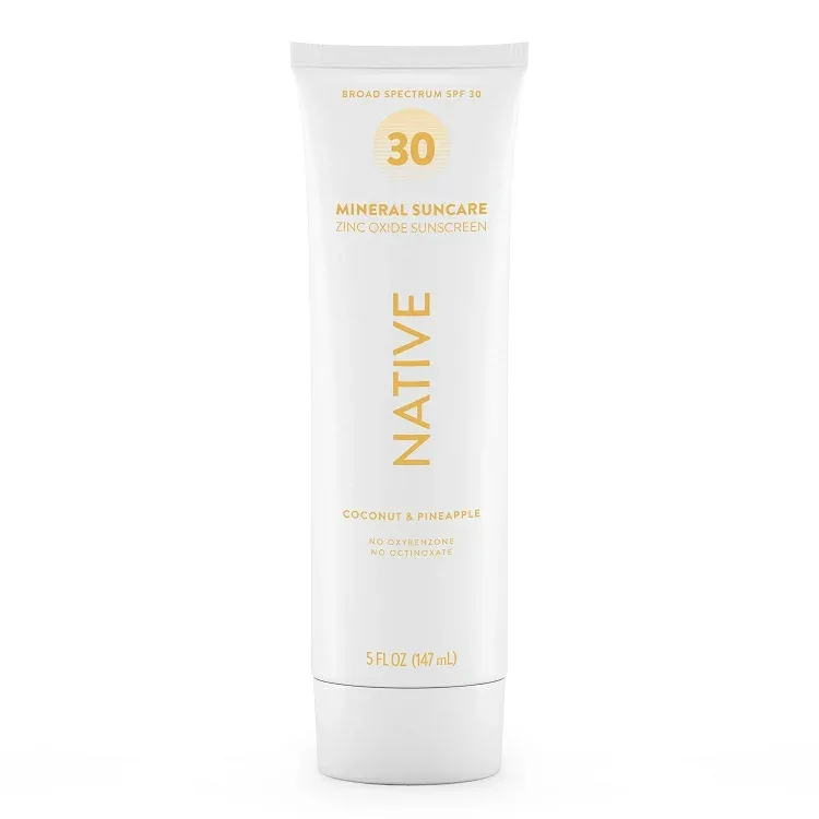ネイティブ 酸化亜鉛配合 日焼け止めローション SPF30 パイナップル&ココナッツ 約142g Native Zinc Oxide Sunscreen Lotion SPF 30, Pineapple & Coconut, 5 oz 【お取り寄せ商品】