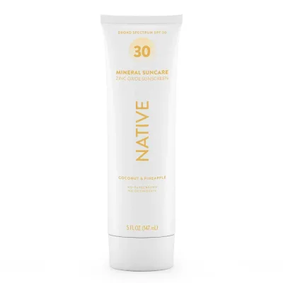 ネイティブ 酸化亜鉛配合 日焼け止めローション SPF30 パイナップル&ココナッツ 約142g Native Zinc Oxide Sunscreen Lotion SPF 30, Pineapple & Coconut, 5 oz 【お取り寄せ商品】