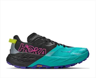 HOKA ホカ W SPEEDGOAT 7 1171929 BLACK/ELECTRIC AQUA レディース ウイメンズ スピードゴート7 幅B 厚底 トレイルランニングシューズ トレラン ハイキング トレッキング 登山 スニーカー 靴 クッション ウォーキング 軽量 軽い 普段履き