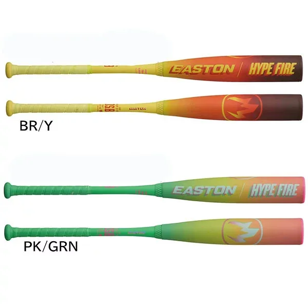 野球 バット 軟式 FRP製 ジュニア 子供 イーストン EASTON HYPE FIRE 軟式ジュニア ブラウン/イエロー ピンク/グリーン 81cm 600g 610g平均 軽量 ENY6HYP