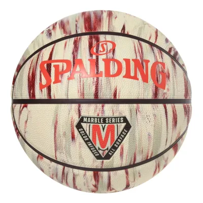 85-362J SPALDING マーブル クリーム×スカーレット ラバー 7号球 ラバー | 正規品 スポルディング バスケットボール バスケ 7号 ゴム 屋内 屋外 トレンド ニュアンスカラー