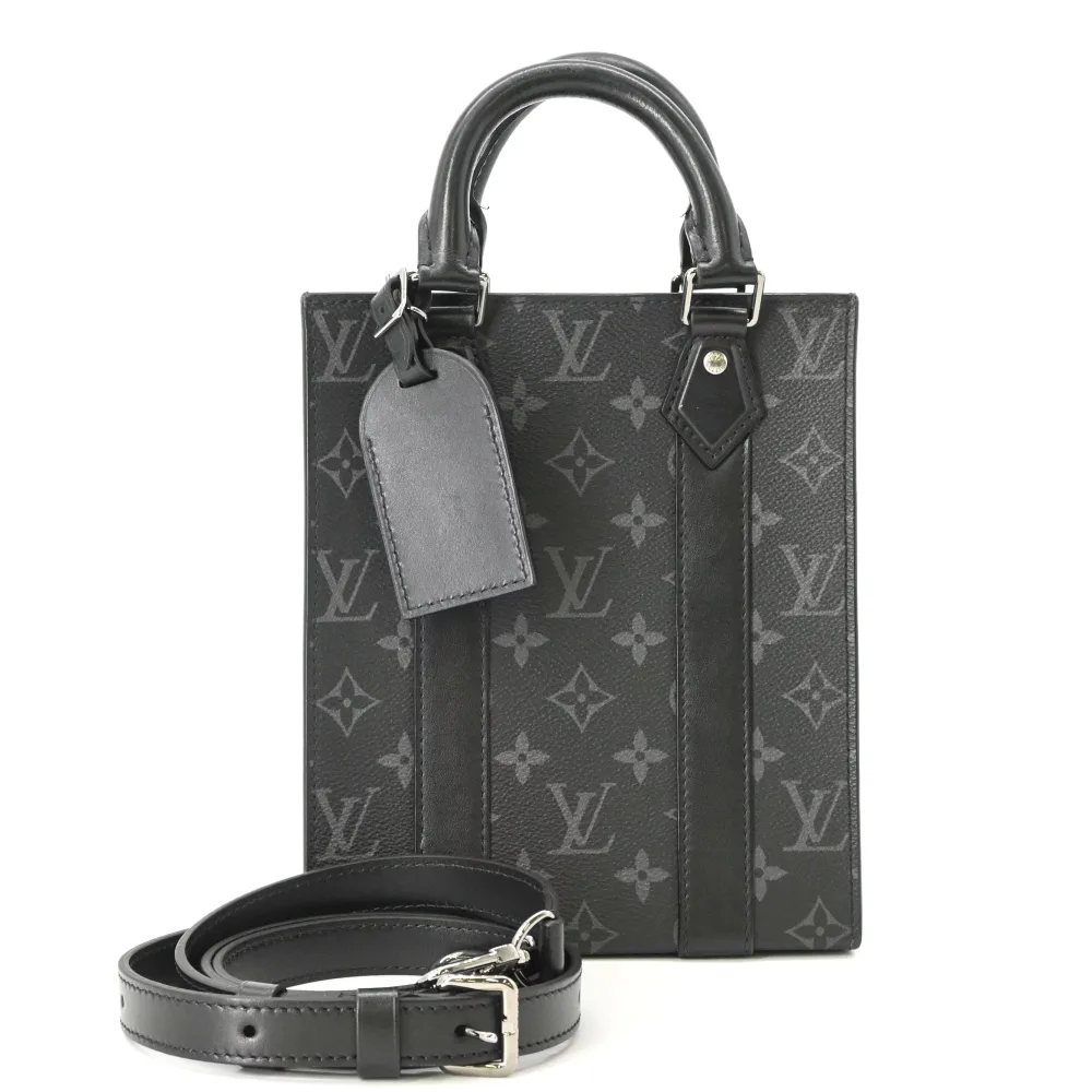 【美品】LOUIS VUITTON ルイヴィトン モノグラム キャンバス サックプラ ショルダーバッグ ハンドバッグ ユニセックス ブラック 黒 M46453 ICチップ