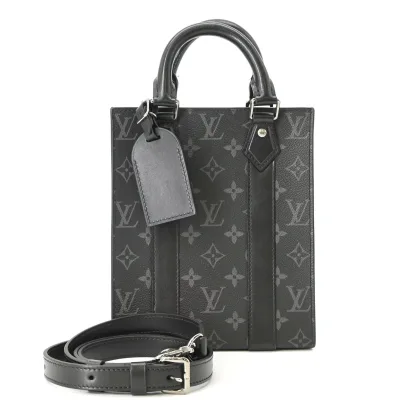 【美品】LOUIS VUITTON ルイヴィトン モノグラム キャンバス サックプラ ショルダーバッグ ハンドバッグ ユニセックス ブラック 黒 M46453 ICチップ