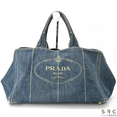 PRADA プラダ カナパ 40 デニム トート ショルダーバッグ ハンドバッグ レディース ブルー 青