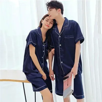 ペア パジャマ シルク 半袖 夏 6色 レディース パジャマ 高級 サテン メンズ パジャマ 結婚祝い プレゼント ペアパジャマ 春夏 シルク