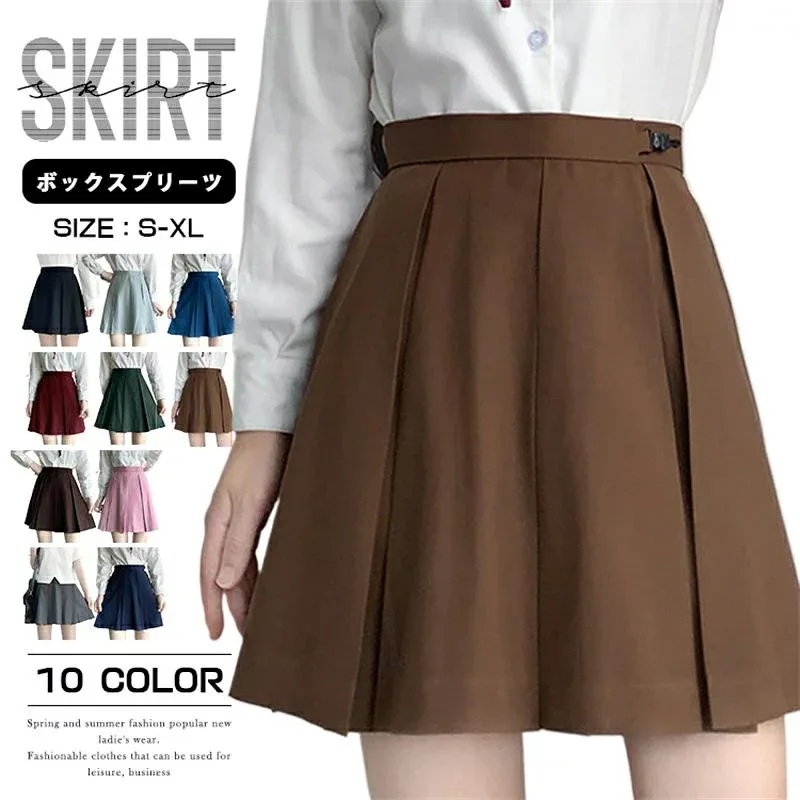 学 学生制服 秋 夏 ショート春 スクールスカート スクール 学生制服 制服 無地 スカート ボトムス レディース ボックスプリーツ
