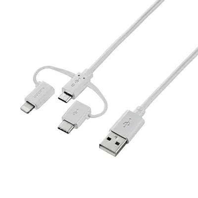 2025年 12月 クリスマス スマホ pc パソコン スマホ OA機器 デジタル 情報 周辺 機器 パーツ ケース スタンド アクセサリー デジタル関連 | エレコム スマートフォン用USBケーブル 3in1 microUSB+Type-C+Lightning 1.2m ホワイト MPA-AMBLCAD12WH