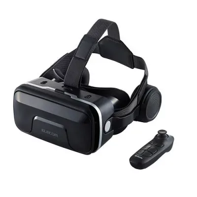 エレコム VRゴーグル ヘッドホン一体型タイプ リモコンセット Webモデル ブラック VRG-XEHR01BK | ヘッドセット イヤホン ヘッドホン 関連単語 usb 有線 アイディア商品 bluetooth スマホ スマートフォン マイク付 片耳 ワイヤレス アイディア 無線 骨伝導 iPhone