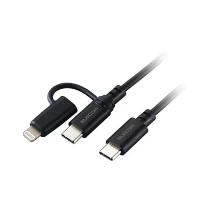 エレコム 2in1 USBケーブル Type-C+Lightning USB Power Delivery対応 1.5m ブラック MPA-CCLAD15BK | スマホ pc スマートフォン タブレット 周辺機器 アクセサリー 関連単語 web Bluetooth タッチペン モニター デジタルケーブル ネットワーク WIFI パソコン 変換