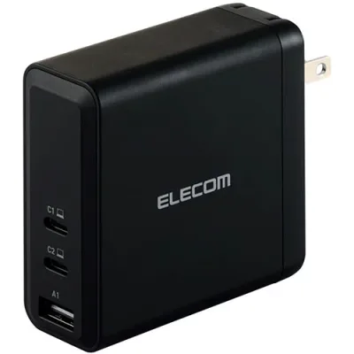 パソコン スマホ PC アクセサリー 便利グッズ AC充電器 USB充電器 USB PD対応 140W USB-C×2 USB-A×1 スイングプラグ ブラックUSB Power Delivery EPR最大140W(28V/5A) 出