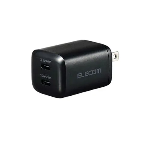 PC パソコン スマホ 周辺機器 便利 グッズ AC充電器 USB充電器 USB PD対応 30W USB-C×2 スイングプラグ ブラックUSB Type-C(TM)ポートを2ポート搭載し MacBook Airなど対応するノートパ