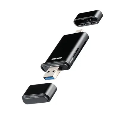 Sanwa Supply UHS-II Compatible USB Type-C & USB-A Card Reader Black ADR-5TCMSD3BK PC Computer Smartphone Tablet | Related Words Peripherals Memory Android Drive USB Storage Flash Memory Compact Monitor Arm LCD Protection Mouse SSD