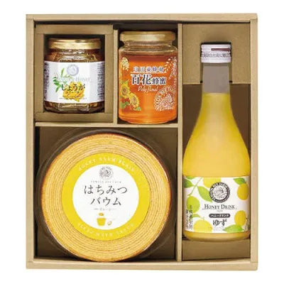 山田養蜂場 プレミアムスイーツギフト【はちみつバウム・ゆずハニードリンク・百花蜂蜜・しょうがはちみつ漬】1232-056 ギフト お歳暮 お中元 お祝い 見舞い | 関連単語 熨斗 お礼 のし 祝い お年賀 御歳暮 御中元 初節句 七五三 入園 入学 卒業 進学 お祝い 成人