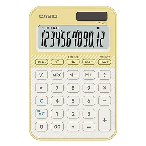 カシオ計算機 カラフル電卓ミニジャスト 電卓に選ぶ楽しさと自分らしさを ライトイエロー MW-C20D-LY-N 文具 筆記 備品| 関連単語 カッター テープフ ァイル 封筒 はさみ ビジネス鉛筆 ペン 絵具 セット シャープペン 絵の具 スマッシュ オレンズ