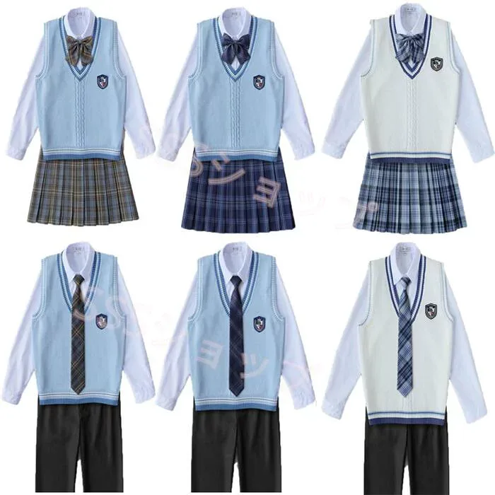 jk 制服 5点セット ニットベスト 制服 リボン チェック柄 プリーツスカート 女子 スカートセット 男子ズボンセット 入学 高校 中学 学生服 なんちゃって制服 女子高生スカート レディース 制服 セット 男子制服セット カップルセット130-4XL