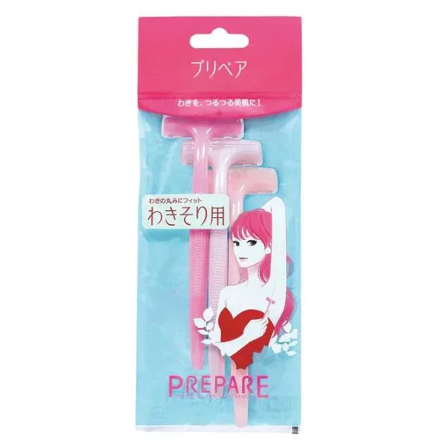 プリペア わきそり用 3本入り×3個セット *ファイントゥデイ/ボディケア/ムダ毛処理/わきつるつる美肌に/丸みあるわきのお手入れにぴったりフィット/凸型ヘッドのシェービング/肌角度を一定に保ち安心/さびにくく切れ味長持ち/プラチナ加工