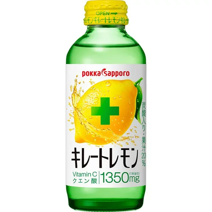 キレートレモン 155mL【1ケース/24本】*ポッカサッポロ/レモン1コ分の果汁がギュッと濃縮されたレモン本来の美味しさが楽しめる/瞬間レモン体感飲料/飲んだ瞬間リフレッシュ/ビタミン含有飲料 ビタミンドリンク ビタミンウォーター