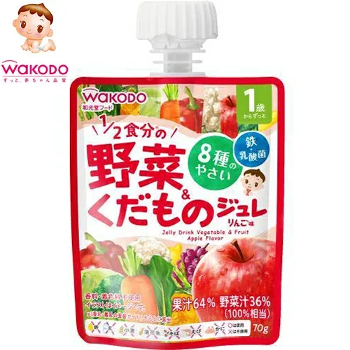 1歳からのMYジュレドリンク 1/2食分の野菜&くだもの りんご味 70g *アサヒグループ食品 和光堂 1歳/りんご味で飲みやすく、1/2食分の野菜入り/8種の野菜と3種のくだもの入り/鉄・乳酸菌入り