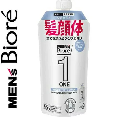 メンズビオレ ONE オールインワン 全身洗浄料 清潔感のあるフルーティーサボンの香り つめかえ/詰め替え 340mL *花王/