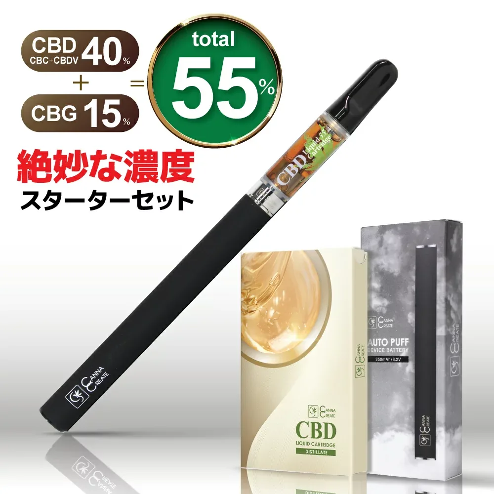 【楽天1位獲得】CBD リキッド 55% カートリッジ 1ml リキッド単品 or リキッド + デバイス セット CBD CBG CBC CBDV CBDリキッド ベイプ og kushリキッド cbd 電子タバコ 電子タバコ 禁煙 シーシャ CBDオイル CANNACREATE