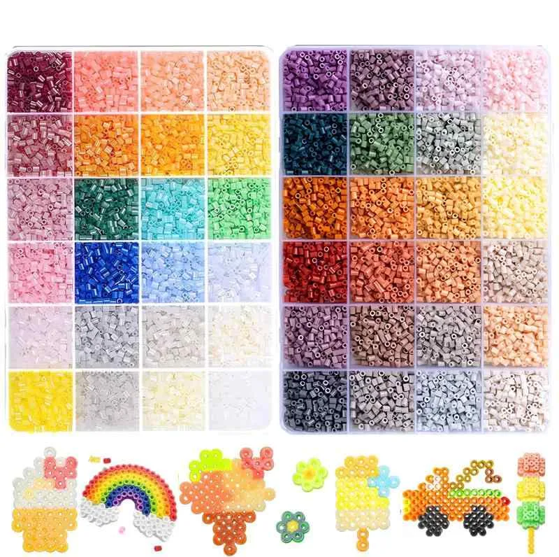 Yurika アイロンビーズ セット2.6mm 24色 パーラービーズミニサイズ大容量DIY手芸 作成キット約16800粒 ビーズ遊び 誕生日プレゼント 収納ケース付き (Aセット)
