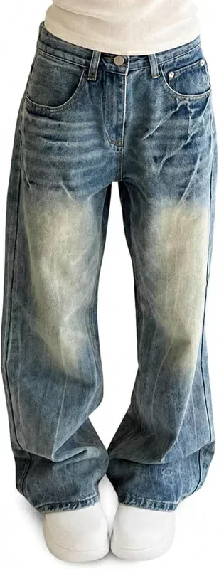 デニムパンツ レディース ワイドパンツ ハイウエスト 脚長効果 ヴィンテージ風 ジーンズ ゆったり バギーパンツ ジーパン 体型カバー 美脚 カジュアル ボトムス レトロ お洒落