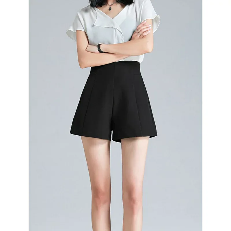 ショートパンツ レディース ハイウエスト Aライン ワイドパンツ 着痩せ 美脚 きれいめ ハーフパンツ キュロットパンツ 膝上 通勤 オフィス カジュアル ボトムス 春 夏 秋