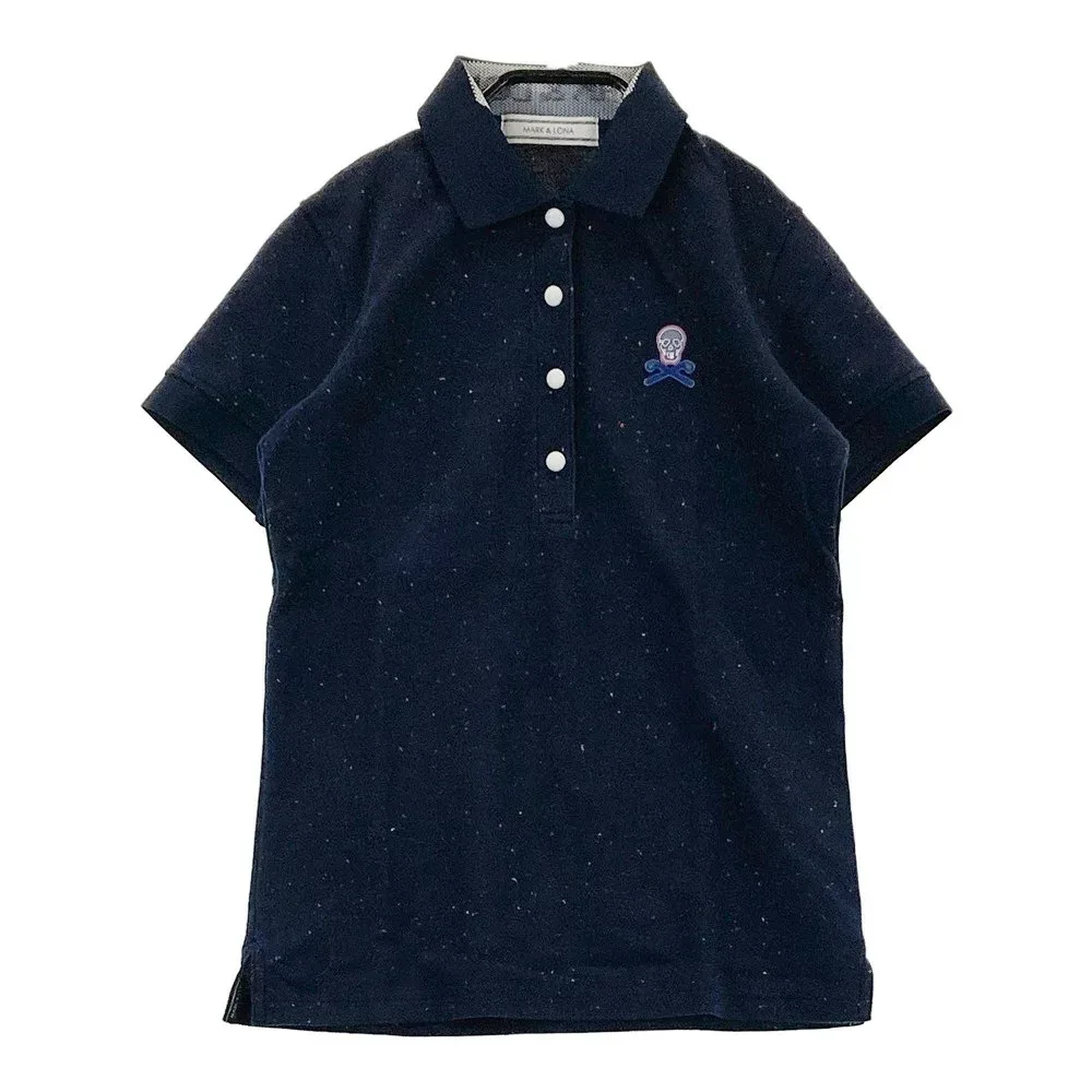 MARK&LONA マークアンドロナ 半袖ポロシャツ 総柄 ネイビー系 XS 【中古】ゴルフウェア レディース