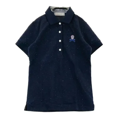 MARK&LONA マークアンドロナ 半袖ポロシャツ 総柄 ネイビー系 XS 【中古】ゴルフウェア レディース
