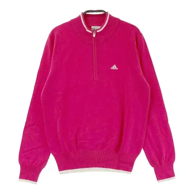ADIDAS GOLF アディダスゴルフ ハーフジップ ニットセーター ピンク系 M 【中古】ゴルフウェア レディース