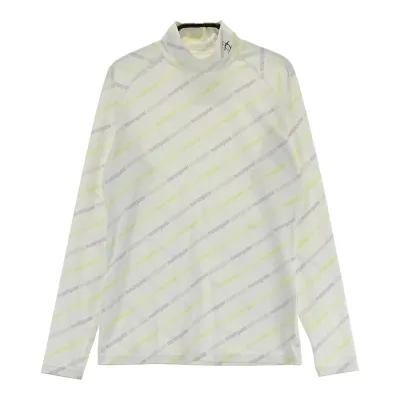 MUNSING WEAR マンシングウェア ハイネック長袖Tシャツ ロゴ柄 ホワイト系 M 【中古】ゴルフウェア レディース