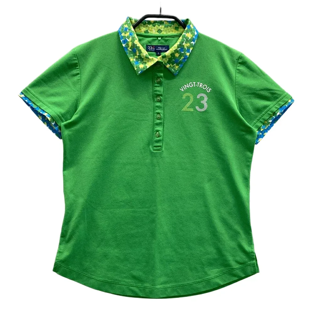 23区GOLF ニジュウサンクゴルフ 半袖ポロシャツ グリーン系 1 【中古】ゴルフウェア レディース