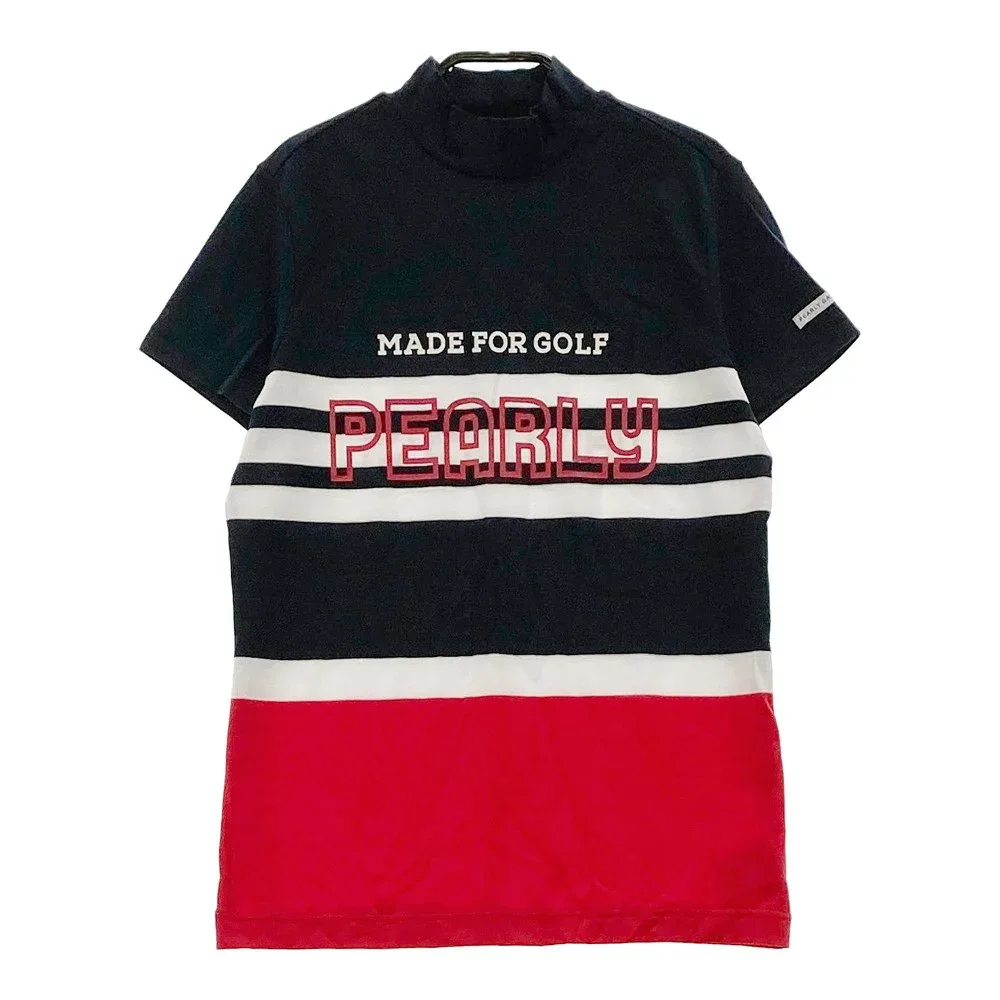PEARLY GATES パーリーゲイツ 2021年モデル ハイネック 半袖Tシャツ ボーダー柄 ネイビー系 1 【中古】ゴルフウェア レディース