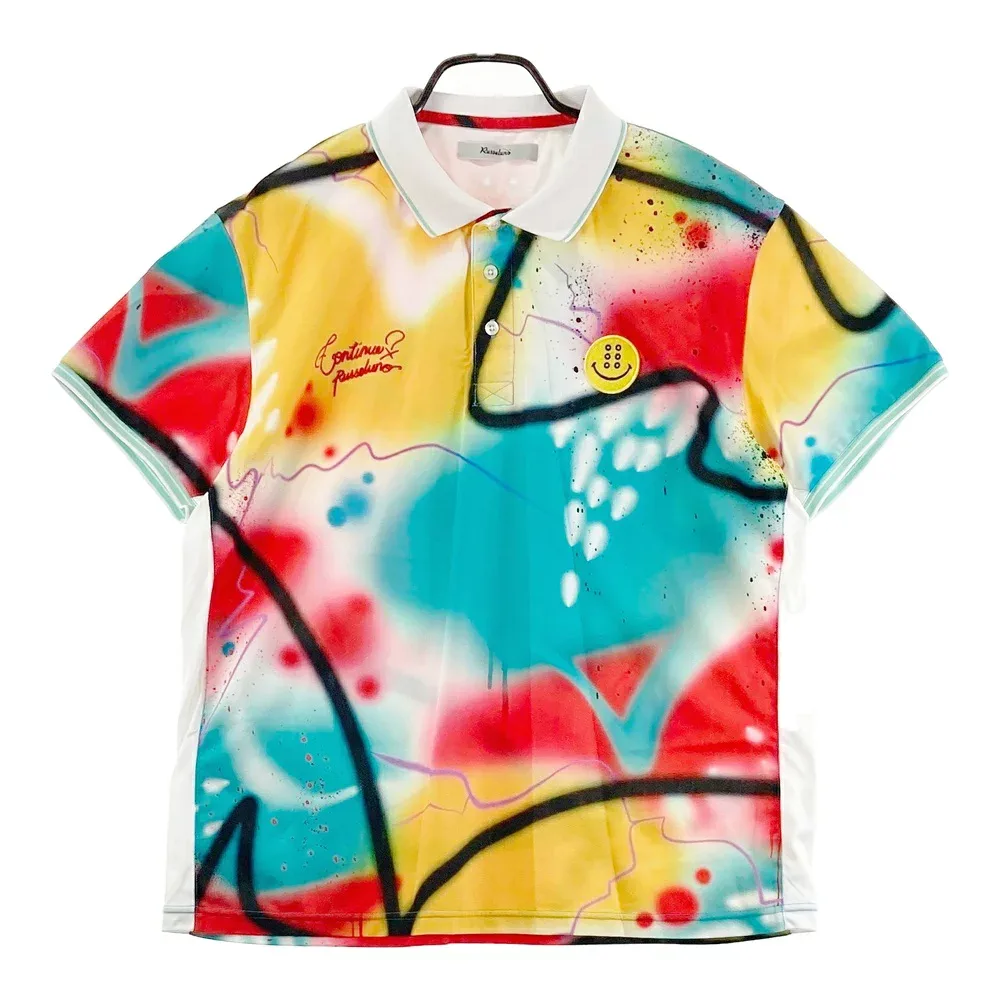 RUSSELUNO ラッセルノ 半袖ポロシャツ 総柄 ホワイト系 7 【中古】ゴルフウェア メンズ
