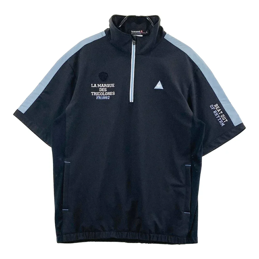LE COQ GOLF ルコックゴルフ ハーフジップ 半袖ブルゾン ジャケット ブラック系 3L 【中古】ゴルフウェア メンズ