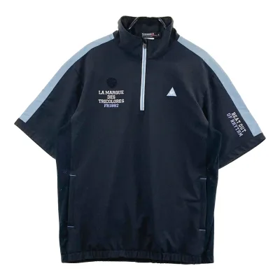 LE COQ GOLF ルコックゴルフ ハーフジップ 半袖ブルゾン ジャケット ブラック系 3L 【中古】ゴルフウェア メンズ