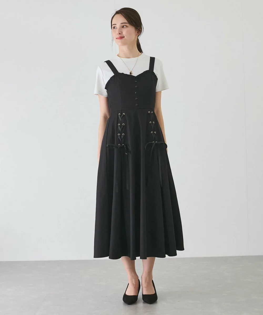 【SALE/30%OFF】JAYRO レースアップジャンドレ ジャイロ ワンピース・ドレス ジャンパースカート ネイビー ブラック ピンク【送料無料】