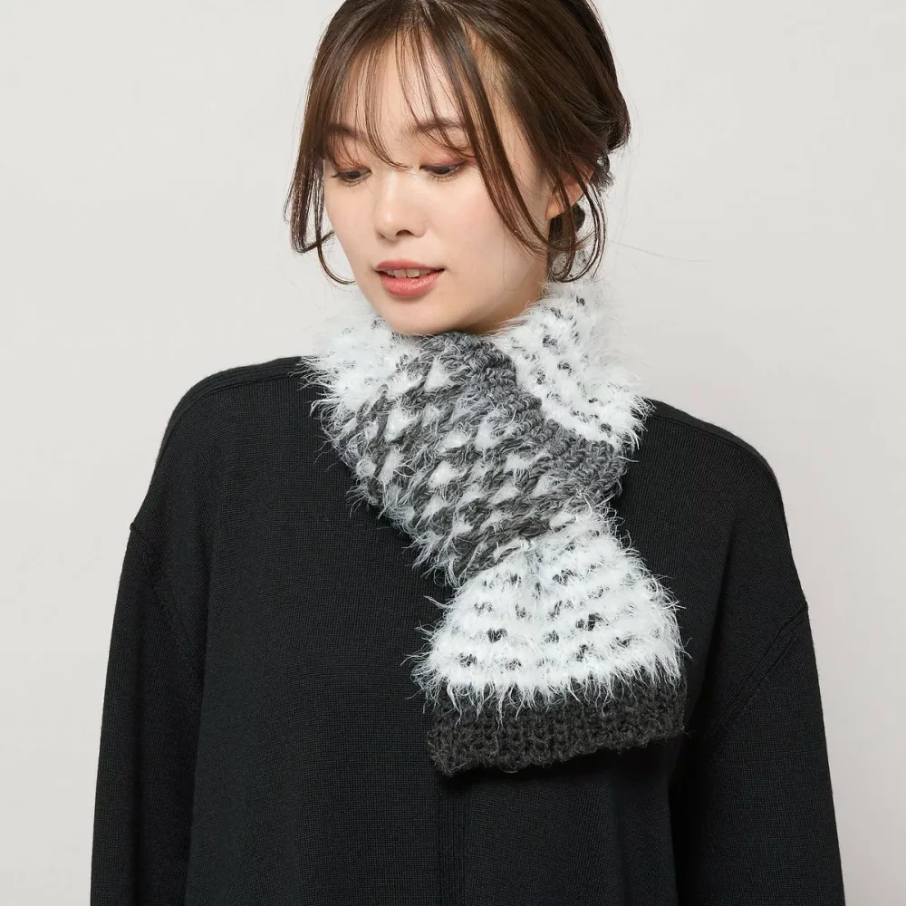 【SALE/10%OFF】PISANO ざっくり編みミニマフラー ピサーノ ファッション雑貨 マフラー・ストール・ネックウォーマー ホワイト ブルー【送料無料】