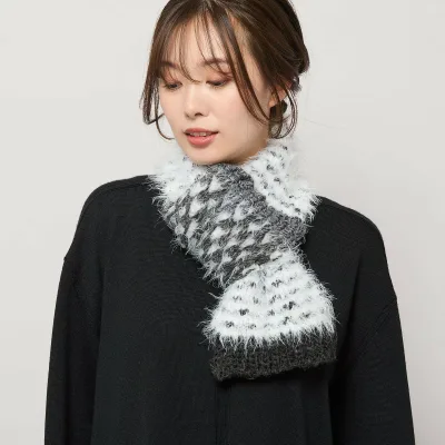 【SALE/10%OFF】PISANO ざっくり編みミニマフラー ピサーノ ファッション雑貨 マフラー・ストール・ネックウォーマー ホワイト ブルー【送料無料】