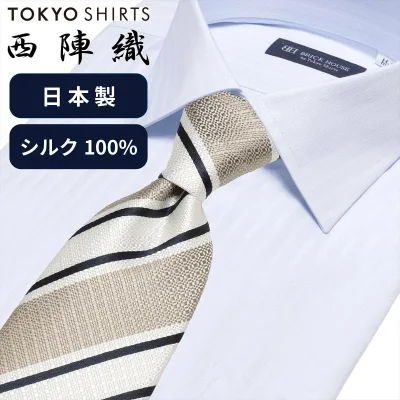 BRICK HOUSE by Tokyo Shirts ネクタイ 日本製 絹100% 西陣織 ビジネス フォーマル BM15K101GDAJ4SA-58-931 トーキョーシャツ スーツ・フォーマル ネクタイ・蝶ネクタイ ベージュ【送料無料】
