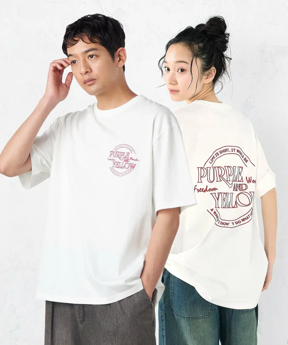 【SALE/30%OFF】Purple&Yellow バックサークルロゴ刺繍 半袖Tシャツ コムサイズム トップス カットソー・Tシャツ ブラック ホワイト パープル レッド ネイビー