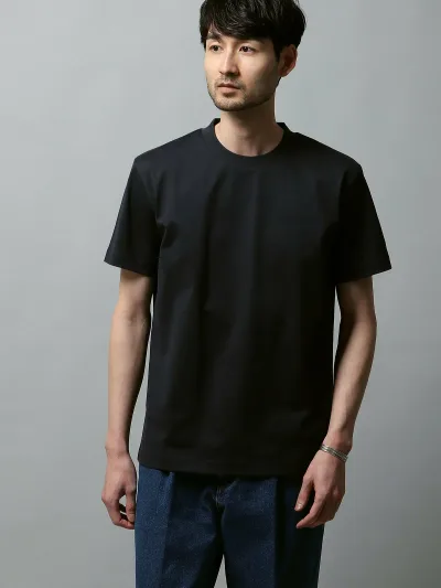 【SALE/30%OFF】SUIT SQUARE クルーネックTシャツ 半袖 ウォッシャブル ガス焼きコットン天竺 無地 スーツ スクエア トップス カットソー・Tシャツ ネイビー【送料無料】