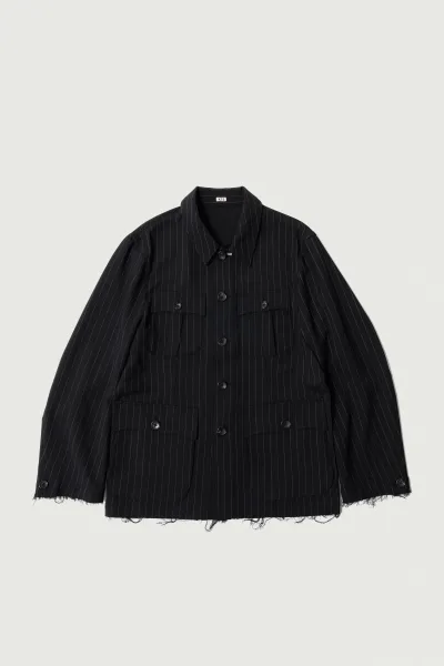 KHOKI Bonded wool jacket コッキ ジャケット・アウター ミリタリージャケット ブラック【送料無料】