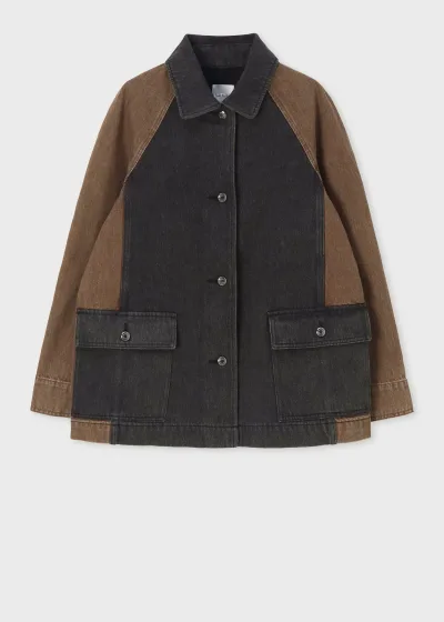 Paul Smith ウィメンズ パッチワーク デニムジャケット ポール・スミス ジャケット・アウター ブルゾン・ジャンパー ブラック【送料無料】