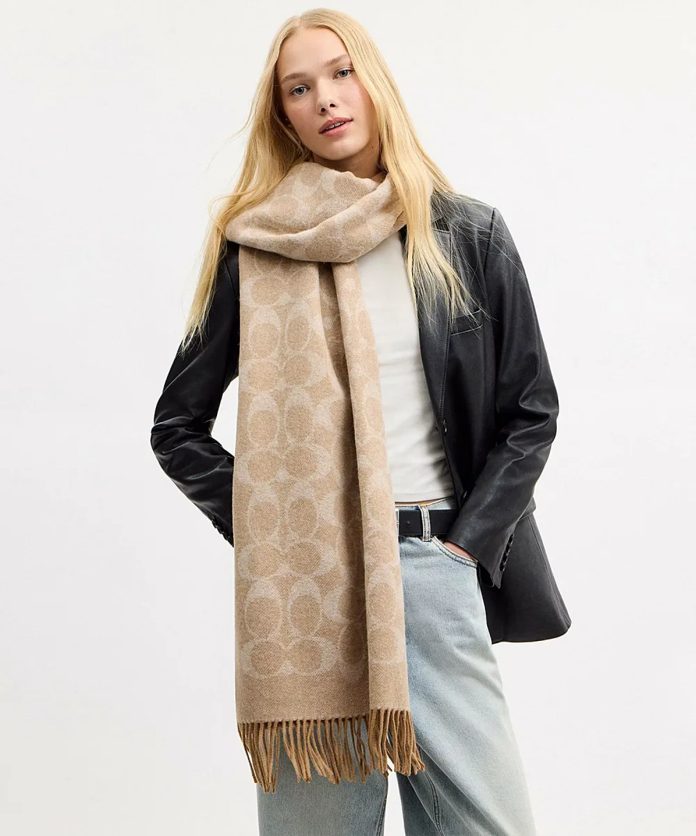 COACH シグネチャー ブランケット スカーフ コーチ ファッション雑貨 マフラー・ストール・ネックウォーマー ベージュ【送料無料】