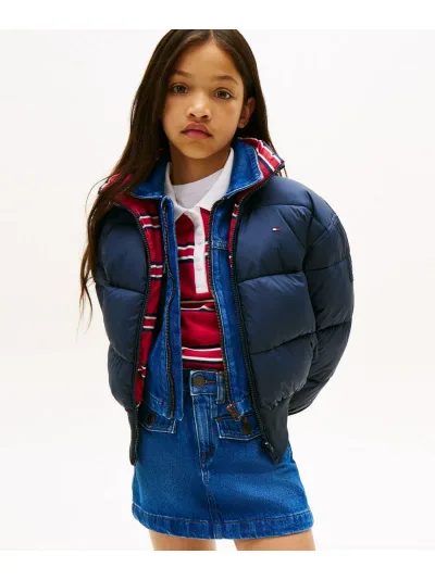 【SALE/50%OFF】TOMMY HILFIGER GIRLS リバーシブルパファーボンバージャケット トミーヒルフィガー ジャケット・アウター ブルゾン・ジャンパー ネイビー【RBA_E】【送料無料】