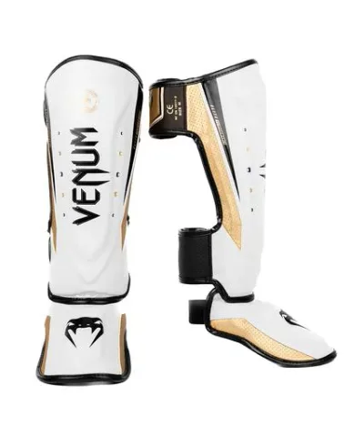 VENUM レッグガード ELITE EVO SHINGUARDS //レガース キックボクシング スパーリング 防具 脛ガード 格闘技 (X-Large, ホワイトxゴールド)